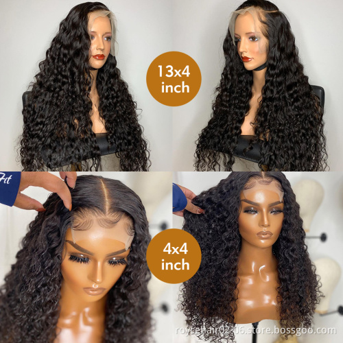 Indian Virgin Human Hair Lace Wig 36 inch Curly Hair Cuticle Aligned Transparent 4x13 4x4 Lace Closure Wig For Women